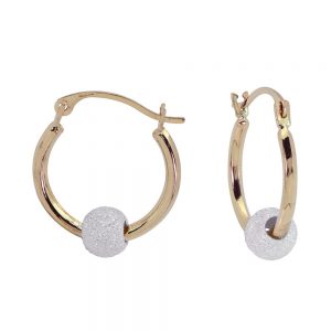 14KT yellow gold hoops with sterling Silver laser bead