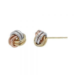 14KT tri gold loveknot stud earrings