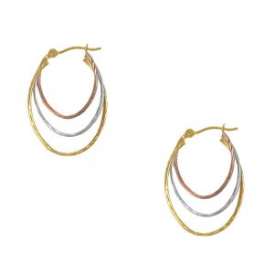 14KT tri gold circle shape hoop earrings