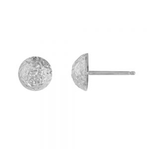14KT white half ball earrings