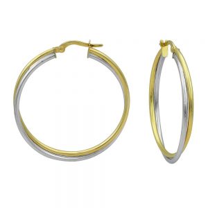 14KT two tone gold hoop earrings