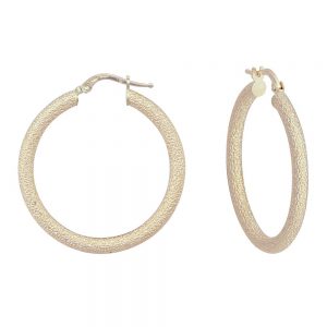 14KT yellow gold textured hoop earrings