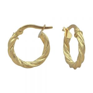 14KT yellow gold twisted oval hoop earrings