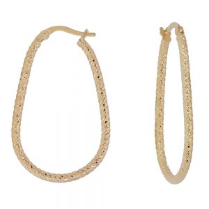 14KT yellow gold oval shape hoop earrings