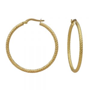 14KT yellow gold textured hoop earrings