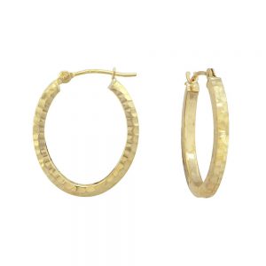 14KT yellow gold small oval hoop earrings