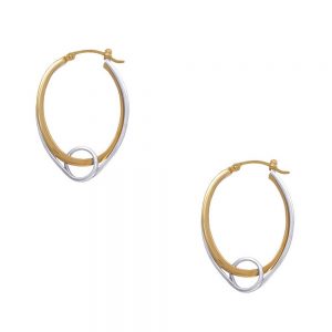 14KT two tone gold double hoop earrings
