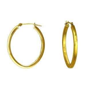 14KT yellow gold oval hoop earrings