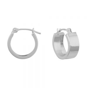 14KT white gold wide hoop earrings