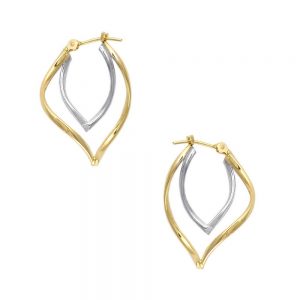 14KT two tone gold double curved shape hoop earrings