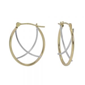 14KT two tone gold hoop earrings