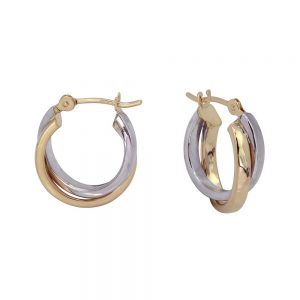 14KT two tone gold double hoop earrings