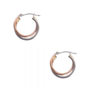 14KT two tone gold double oval shape hoop earrings