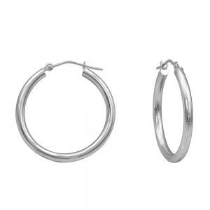 14KT white gold hoop earrings