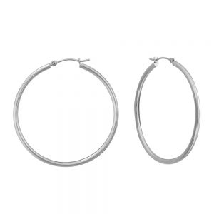 14KT white gold hoop earrings