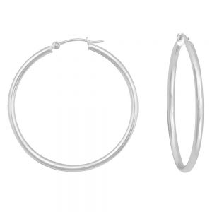 14KT white gold hoop earrings