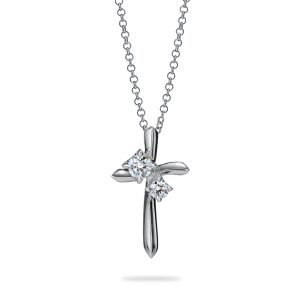 Atelier Swarovski Intimate Cross Necklace, 18K White Gold