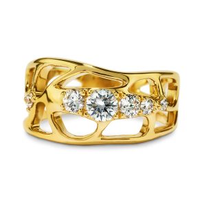Atelier Swarovski Lace Narrow Ring, 18K Yellow Gold
