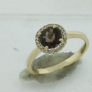 SMOKY QUARTZ & DIAMOND RING