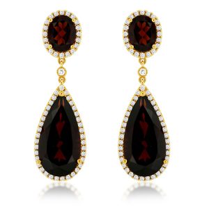 GARNET & DIAMOND EARRING