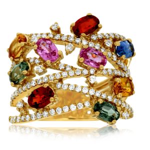 FANCY SAPPHIRE & DIAMOND RING