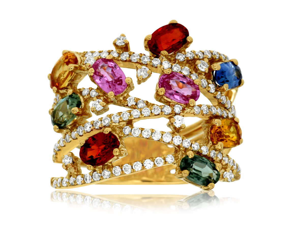 FANCY SAPPHIRE & DIAMOND RING