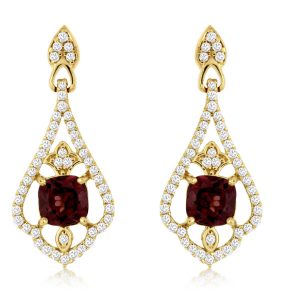 RHODOLITE & DIAMOND EARRING