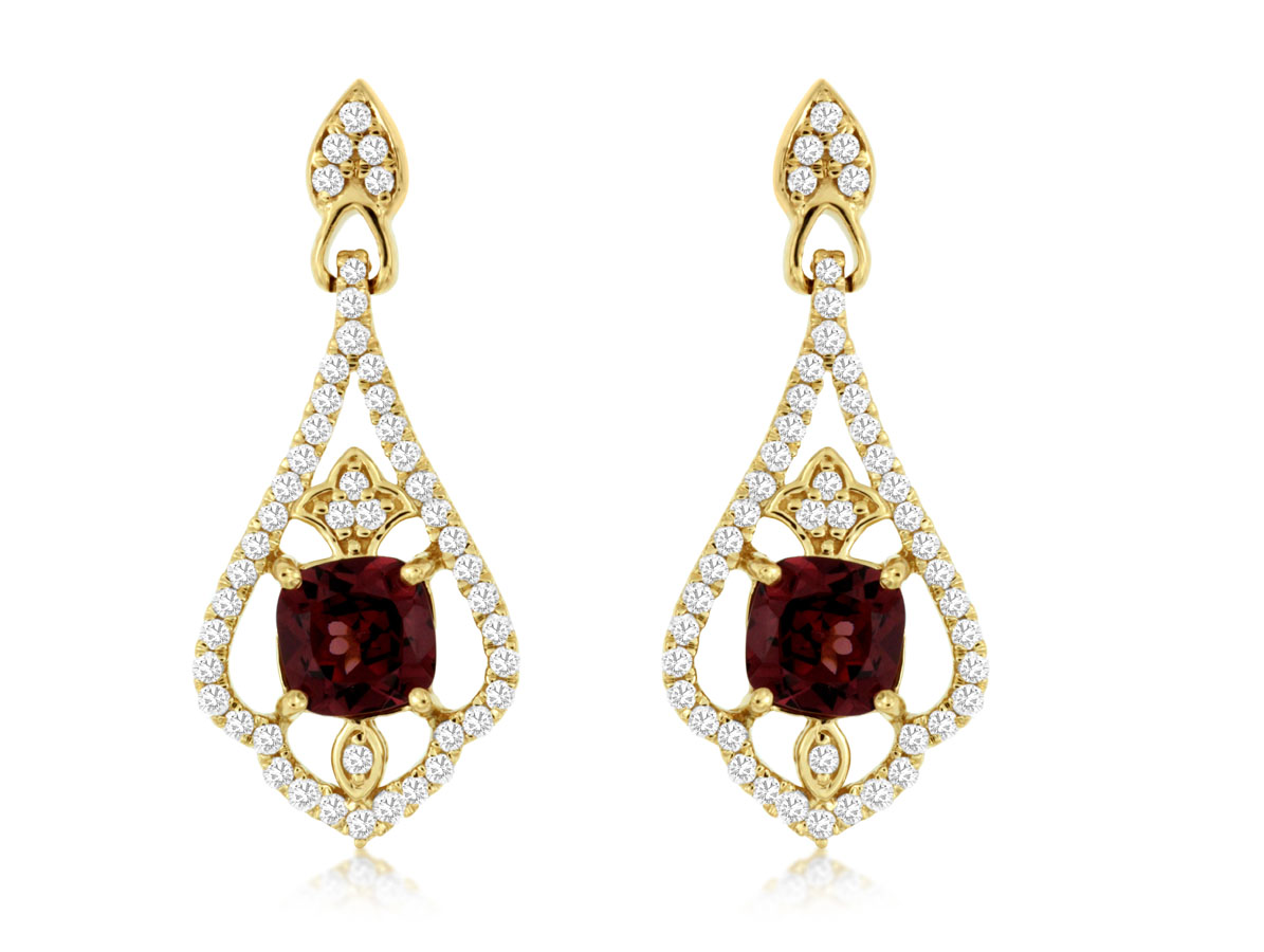RHODOLITE & DIAMOND EARRING