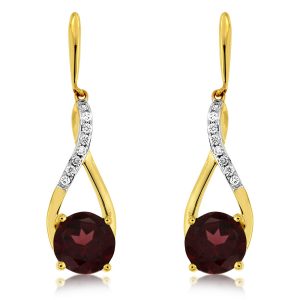 GARNET & DIAMOND EARRING