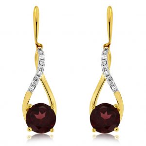 RHODOLITE & DIAMOND EARRING