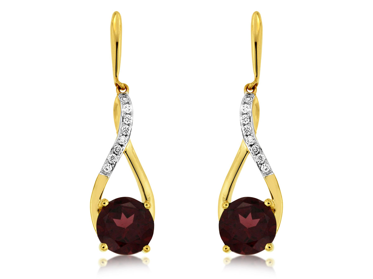 RHODOLITE & DIAMOND EARRING