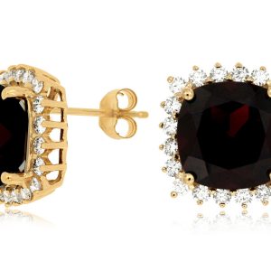 GARNET & DIAMOND EARRING