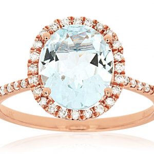 AQUAMARINE & DIAMOND RING