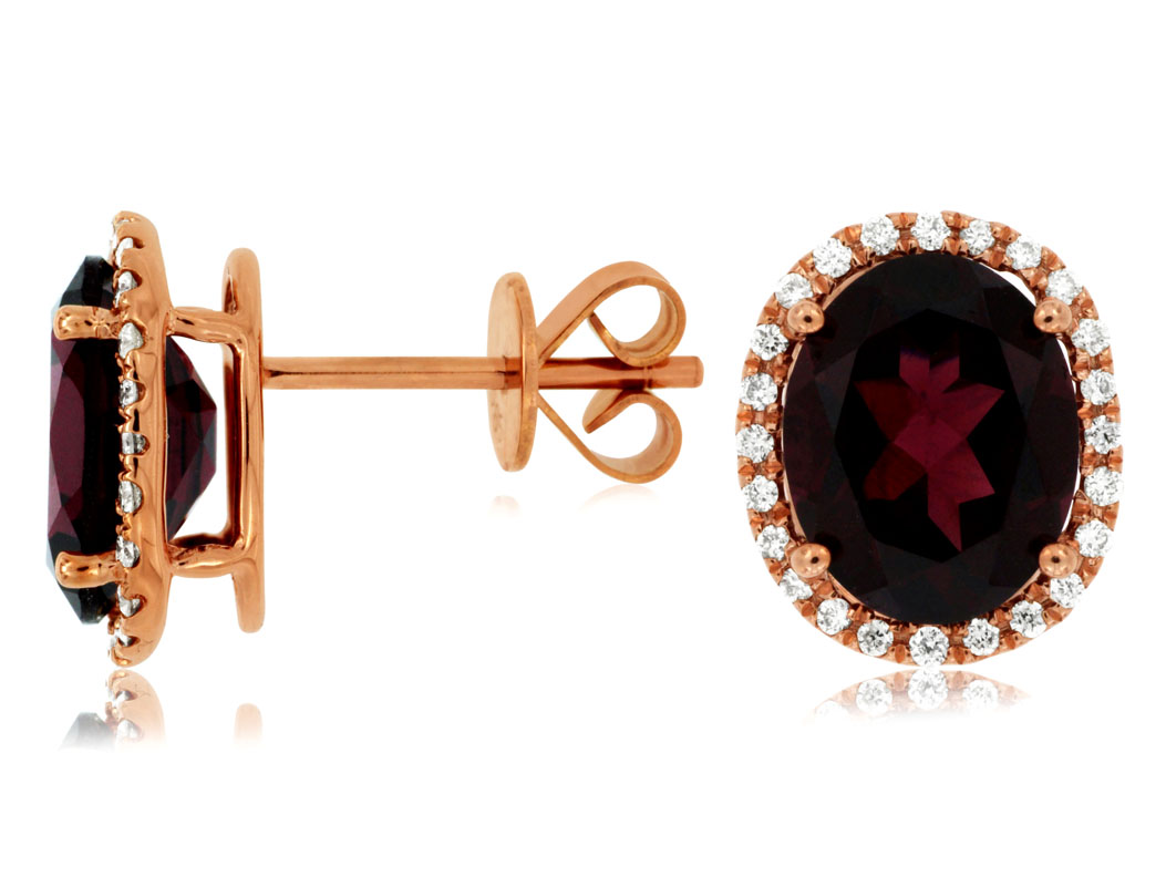 RHODOLITE & DIAMOND EARRING