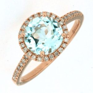 AQUAMARINE & DIAMOND RING