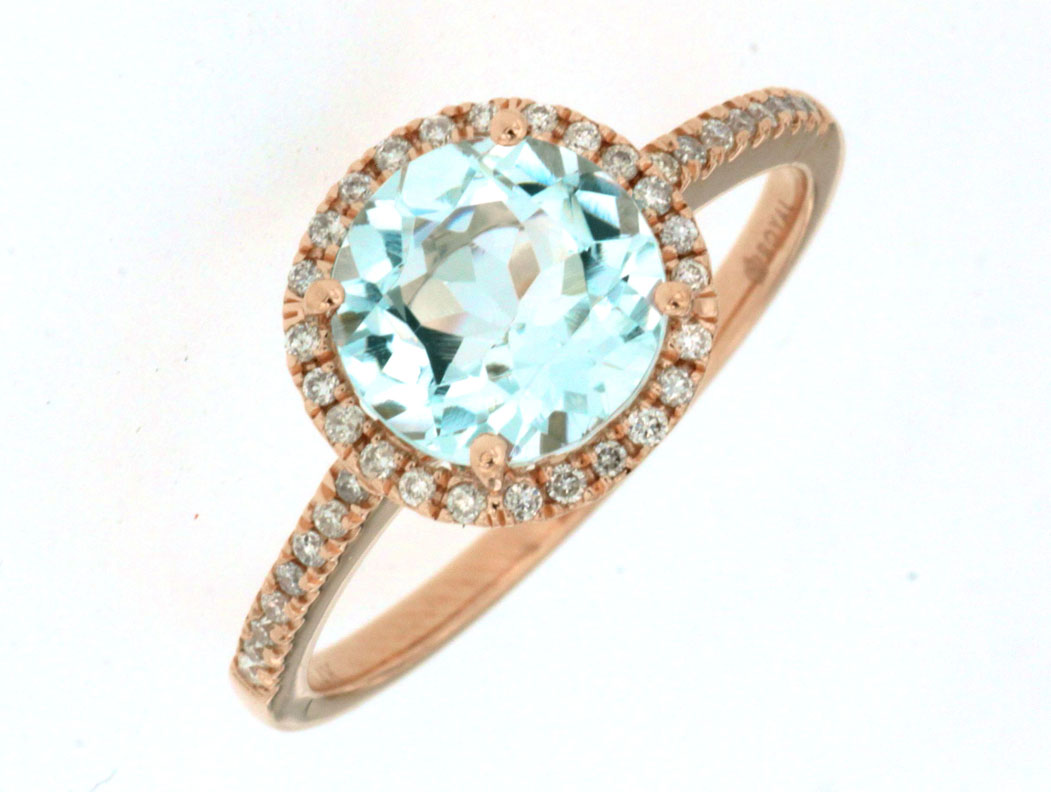 AQUAMARINE & DIAMOND RING