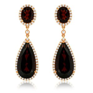 GARNET & DIAMOND EARRING