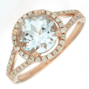 AQUAMARINE & DIAMOND RING