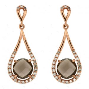 SMOKY QUARTZ & DIAMOND EARRING