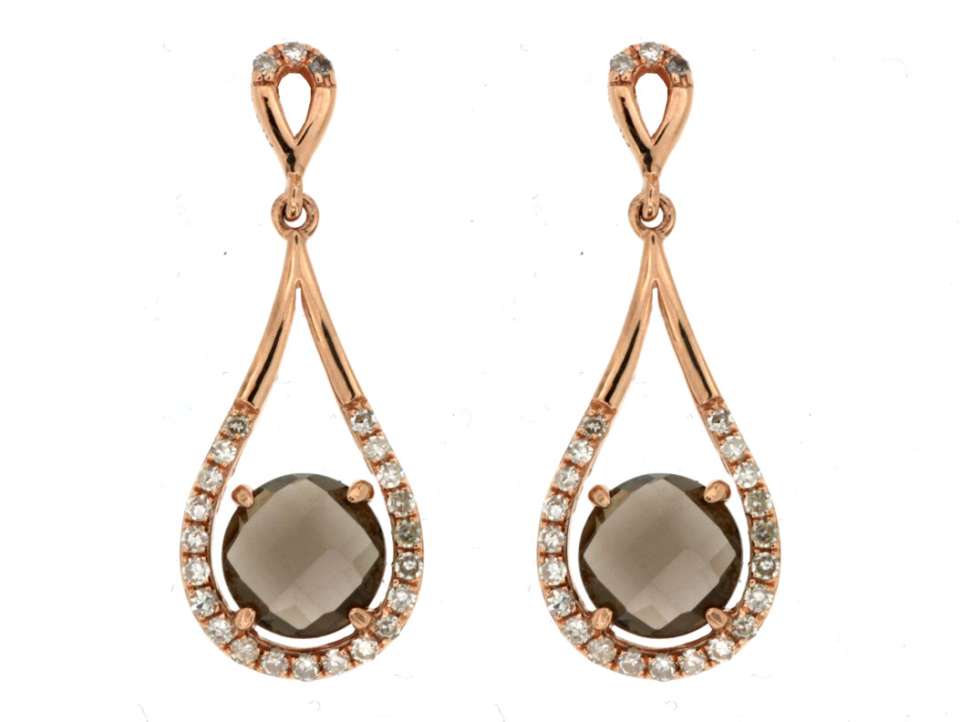 SMOKY QUARTZ & DIAMOND EARRING