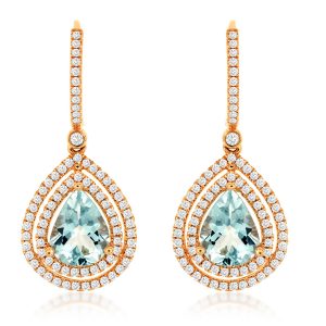 AQUAMARINE & DIAMOND EARRING