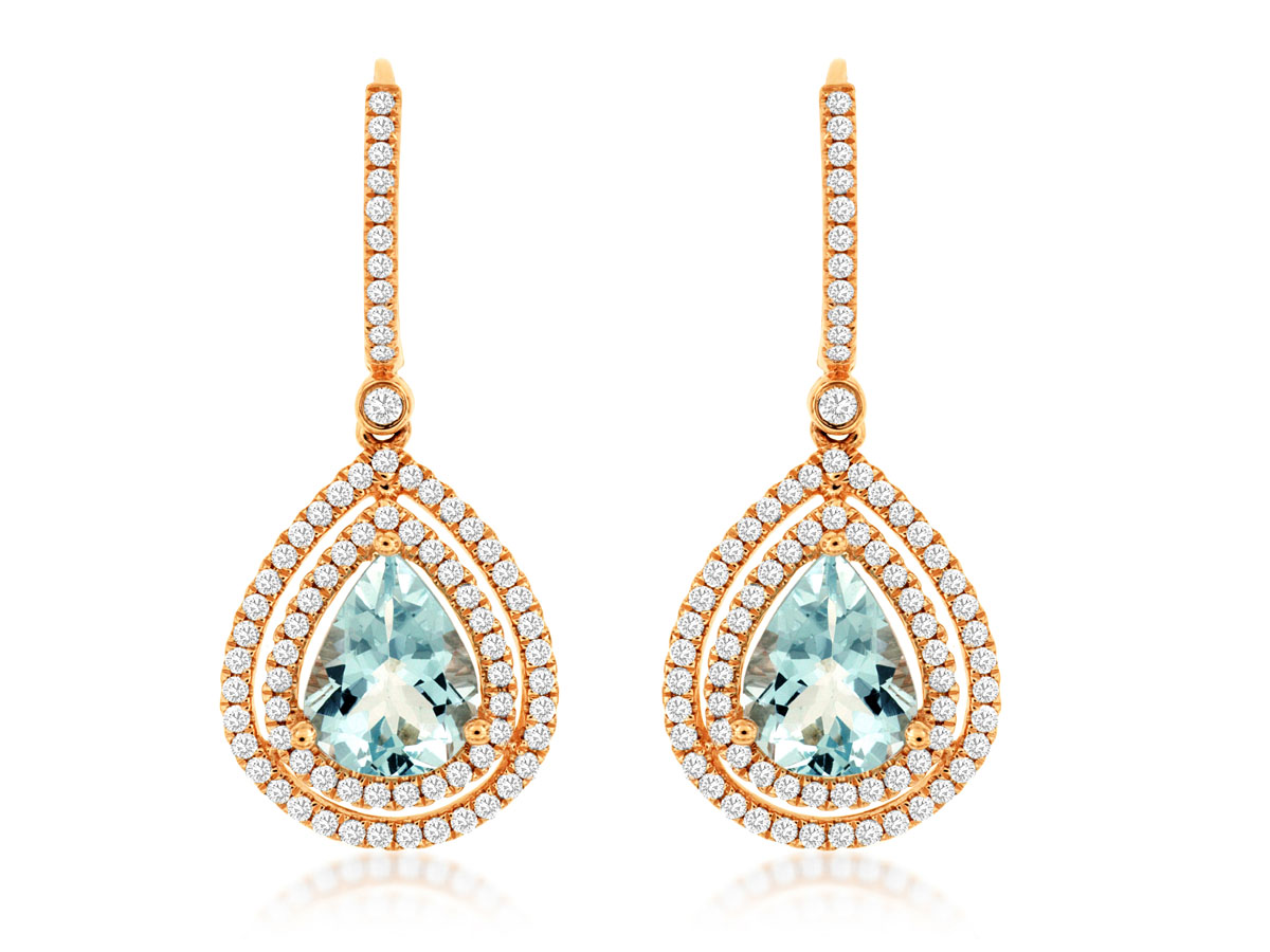 AQUAMARINE & DIAMOND EARRING