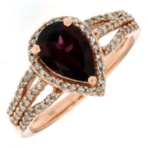 RHODOLITE & DIAMOND RING