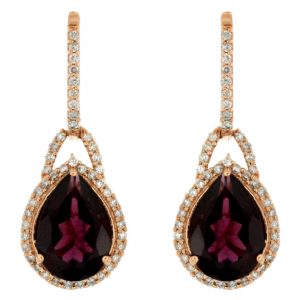 RHODOLITE & DIAMOND EARRING