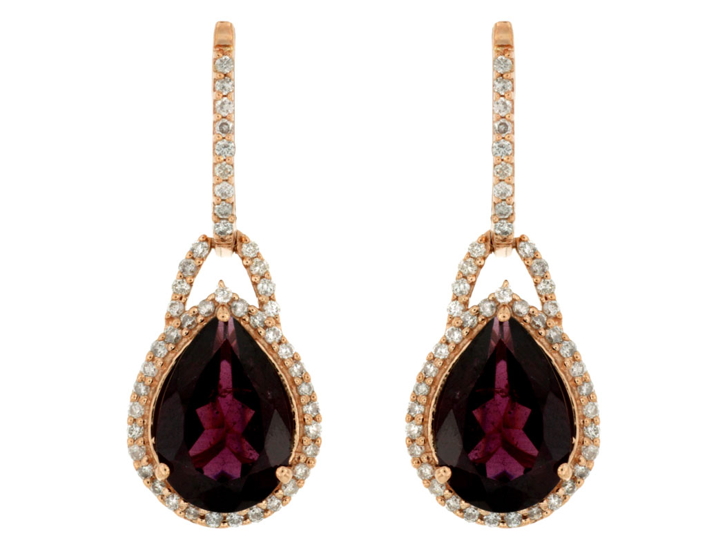 RHODOLITE & DIAMOND EARRING