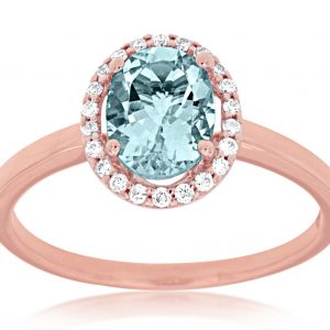 AQUAMARINE & DIAMOND RING