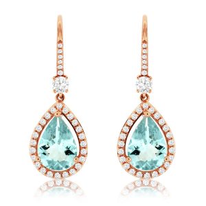 AQUAMARINE & DIAMOND EARRING