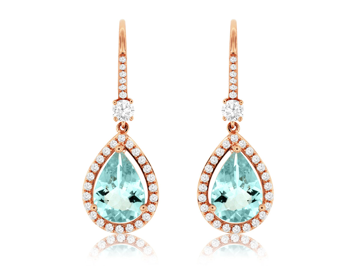 AQUAMARINE & DIAMOND EARRING
