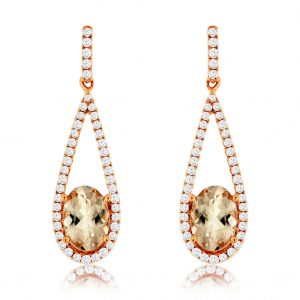MORGANITE & DIAMOND EARRING
