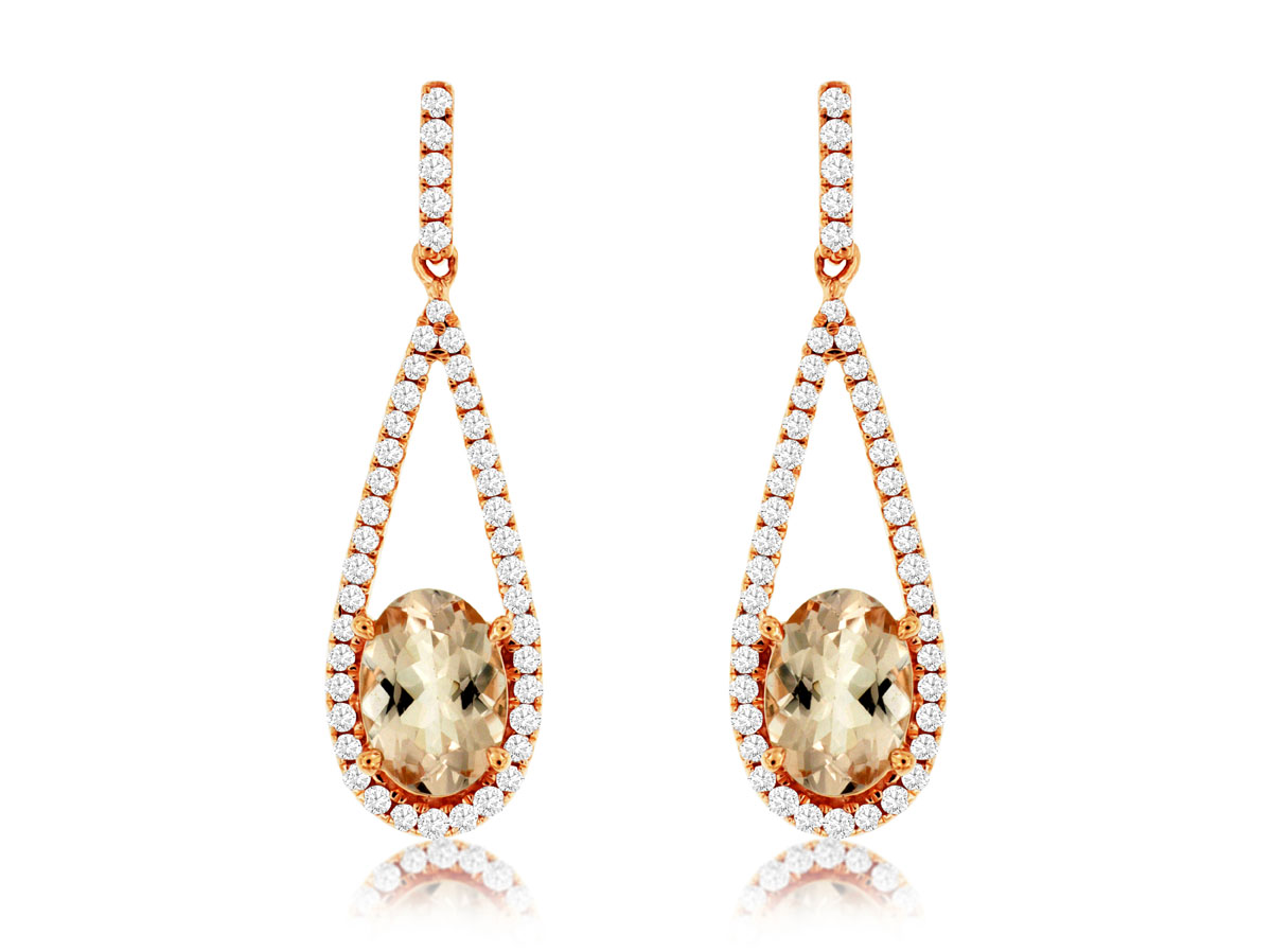 MORGANITE & DIAMOND EARRING